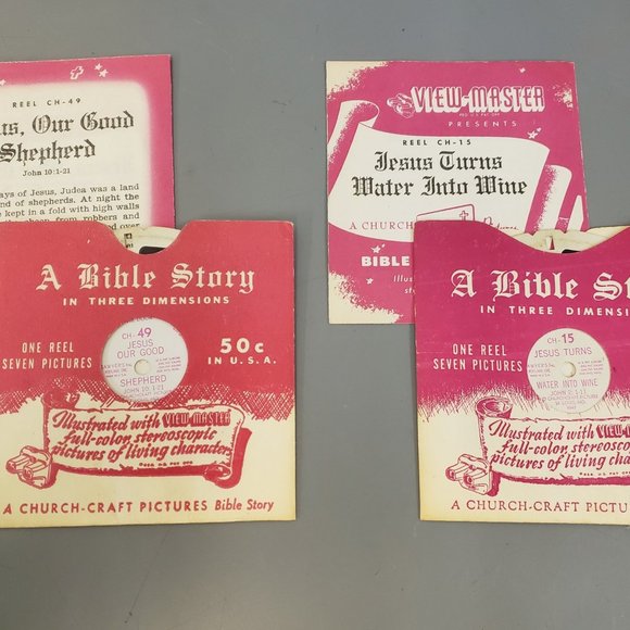 1947 Vintage view master reels Bible Stories Good Shephard & turns water to wine - Picture 2 of 2